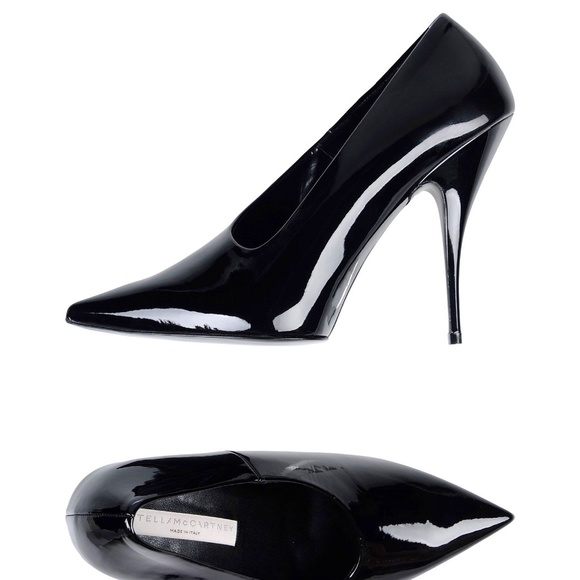 STELLA McCARTNEY Gloss Black Stiletto 5" Spike High Heels Glam NEW IN BOX! - Picture 6 of 16
